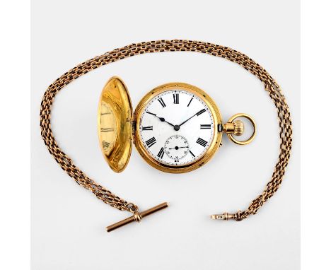 the white enamel dial with Roman numerals and subsidiary seconds dial, with presentation inscription to the inner case, inscr