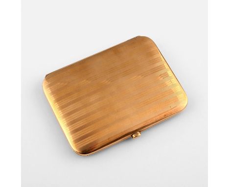 of rounded oval-shape, with engine turned decoration to both cases, maker's mark J.C.V and hallmarked for Birmingham 1938, 6.