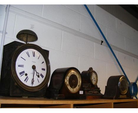 Three mantel clocks and a Vidal clock face