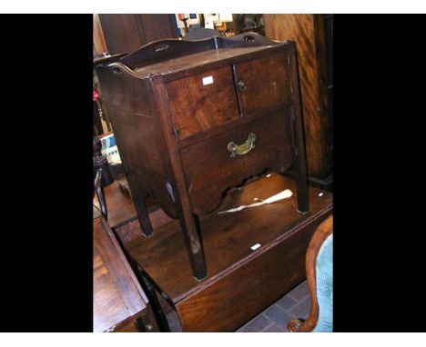 A Georgian mahogany commode, together with a drop-leaf table 