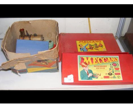 A boxed Meccano Accessory Outfit, steam engine, etc. 