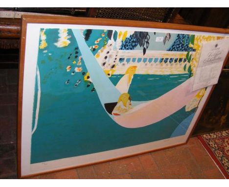 ORTUNO - lithograph entitled 'Hamaca' with Certificate - 74cm x 104cm 