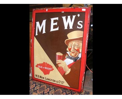 An old Mew Langton enamel advertising sign - 100cm x 76cm