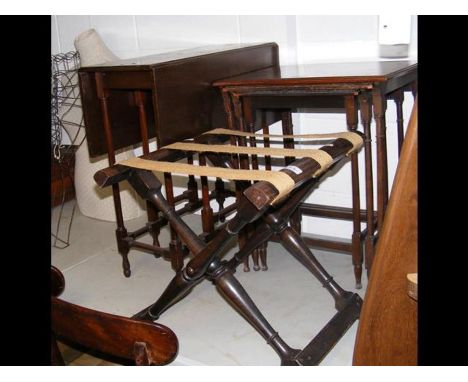 A nest of three occasional tables and other vintage furniture 