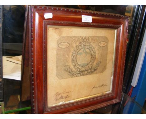 A George IV Coronation ticket belonging to Fredrick Gough Calthorpe - Fourth Baron Calthorpe 1790-1868, the framed and glazed