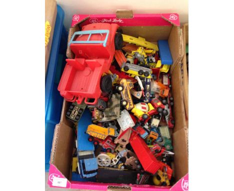 A box of playworn diecast to include Matchbox & Corgi