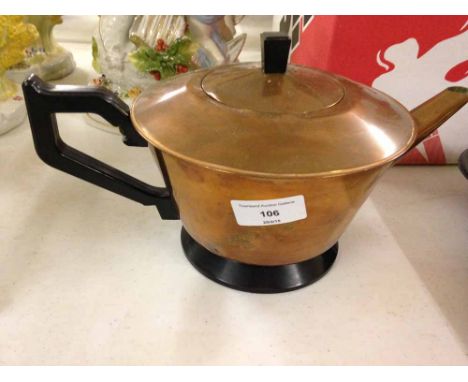 Copper clad ceramic teapot - Art Deco design.