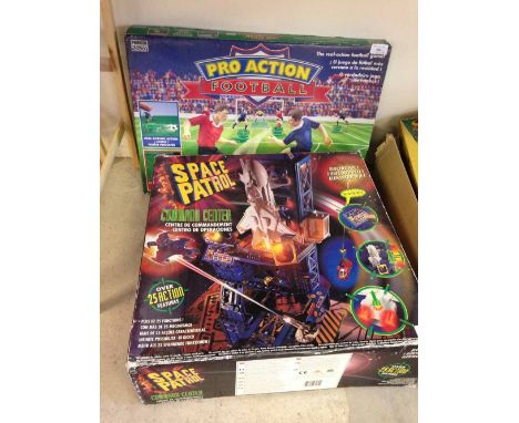 A boxed Mattel electronic Space Patrol Command Centre & a Parker Pro-Action football game.