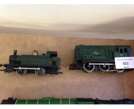 A Hornby OO gauge Great Western 101 tank engine with a British Rail diesel shunter loco.