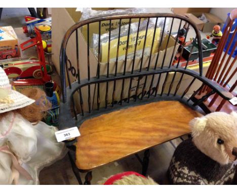 Double seater teddy bear/dolls chair/bench with curved back. 40cm tall, 43cm wide, 14cm deep.