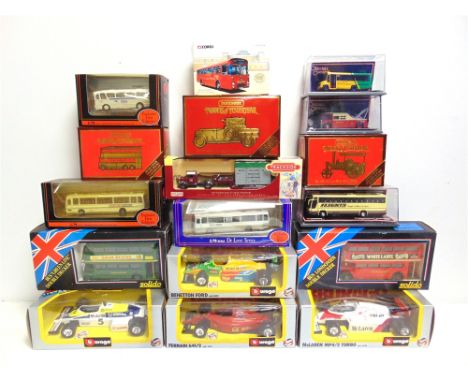 ASSORTED DIECAST MODEL VEHICLES  comprising four 1/24 scale Bburago Formula 1 racing cars (nos 6101, Ferrari 641/2; 6102, Ben