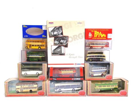 ELEVEN 1/76 SCALE DIECAST MODEL BUSES  by Exclusive First Editions (5), Corgi (4), and Britbus (2), including a Corgi No.OM99