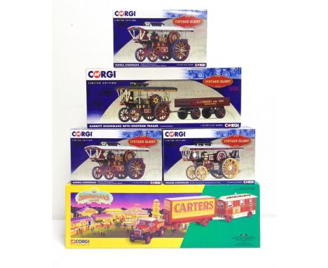 FIVE CORGI CLASSICS 'VINTAGE GLORY' &amp; 'SHOWMANS RANGE' DIECAST MODEL VEHICLES  comprising a No.CC20310, Garrett Showmans 
