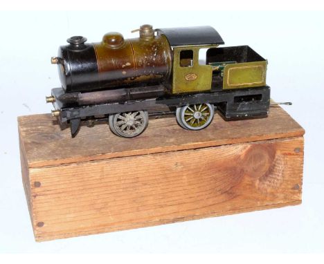 "Baby Bowman" live steam small green 0-4-0 tank engine has been extensively steamed in original box with lid (PF-BF)