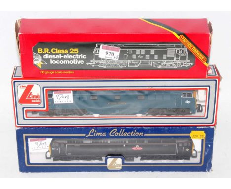 A Hornby R068 BR blue class 25 diesel locomotive (G-BG) Lima class 52 diesel BR blue 'Western Renown' (G-BG) and class 47 'La