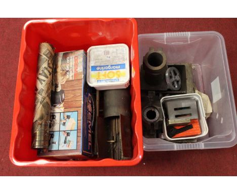 A part rolled locomotive boiler, wagon chassis, of 5" gauge, large quantity of castings, metal strips etc, a small Dremel mot