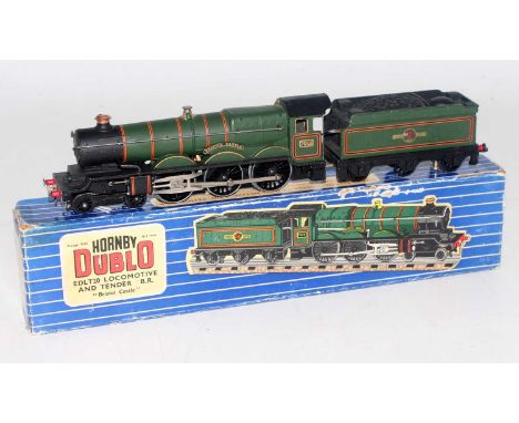 EDLT 20 Hornby Dublo 3 rail Bristol Castle loco and tender BR lined green 7013, plastic bogie and tender wheels otherwise (NM