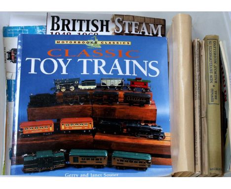 Large box of literature: TTR catalogues and instructions, TTR year books 1954 and 1955, Marklin catalogue (believed 1954), Cl