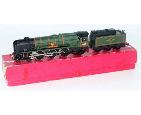 2235/2335 Hornby Dublo 2-rail loco and tender, 'Barnstaple', light signs of playwear mainly to lining (VG), plain red (BVG) w