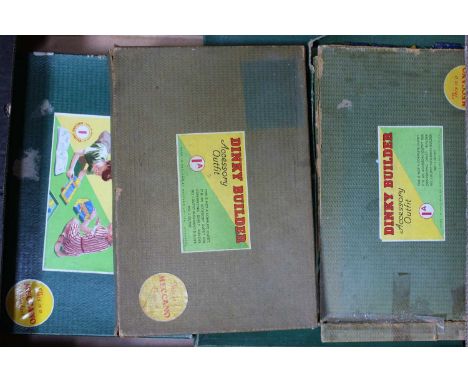 Large tray containing Dinky builder sets: 2x No. 1, 2x No. 1A, and 2x No. 2 (G-BG)