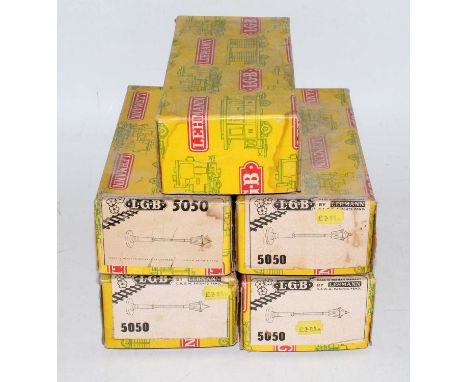Five LGB lamp standards no. 5050, all appear (M), but boxes only (G)