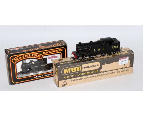 A Wrenn Railways LMS black 0-6-2 tank engine (G) in a W2219 box (BG) together with a Mainline British Railways black class J7