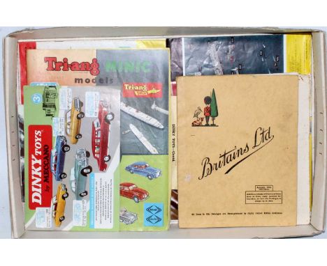 A collection of various model collecting ephemera leaflets and catalogues to include a 1954 Britains 109th edition catalogue,