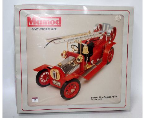 A Mamod FE1K steam fire engine kit fully housed and an unmade in the original polystyrene tray type box with instruction leaf