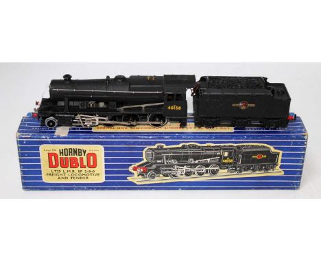 A Hornby Dublo LT25 3-rail LMR class 8F 2-8-0 engine and tender, only a few minor blemishes to paint work (VG) complete with 
