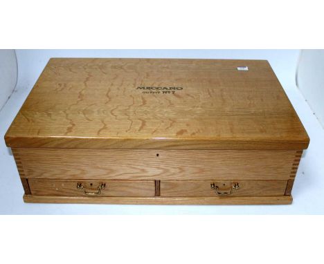 Reproduction No. 7 cabinet, light oak, containing full compliment of a No. 7 nickel outfit