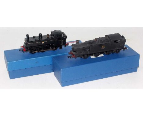 White metal kit built ex GWR class 56XX 0-6 2 tank engines on proprietary chassis finished early BR weathered black livery no