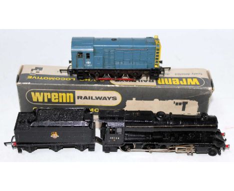 A Wrenn Railways W2232 BR blue 0-6-0 diesel shunter some playwear (FG-BFG), together with a Hornby Dublo class 8F engine and 