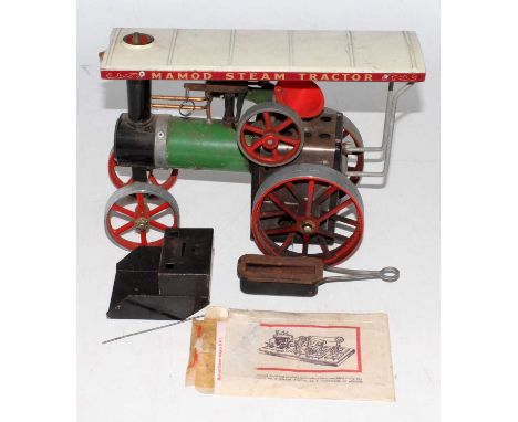 Mamod TE1A steam tractor engine, with canopy, scuttle, burner, used condition
