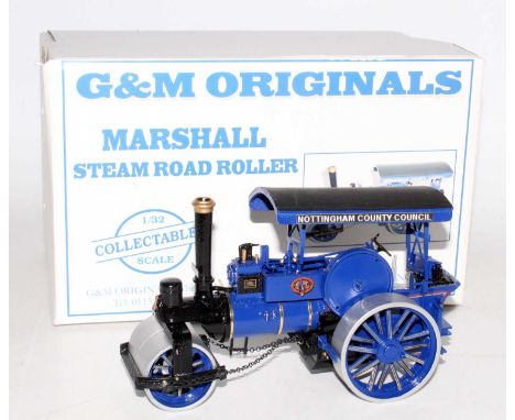 A G&amp;M Originals limited edition 1/32 scale boxed model of a Marshall steam roller, finished in blue, model requires resto