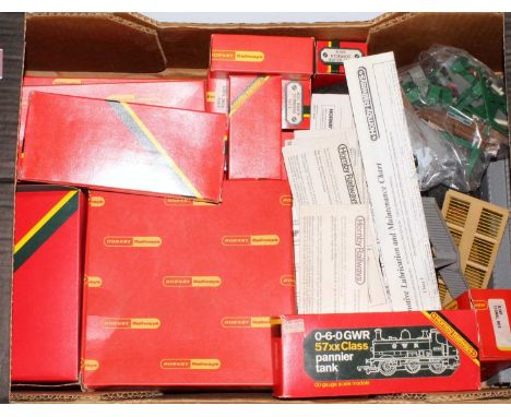 Hornby Railways R041 GWR pannier tank engine (G-BG), R145 signal box (G-BG) quantity of empty Hornby boxes and loose items fo