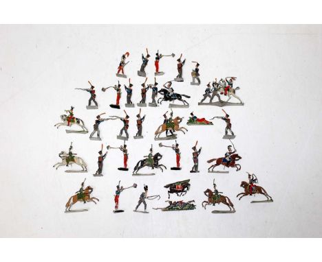 An early 19th century unidentified maker collection of 30mm scale French and Austrian infantry flat lead soldiers to include 