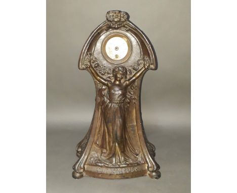 An Art Nouveau plaster clock entitled 'Charmeuse' after Xavier Raphanel (1876-1957), height 54cm. 
