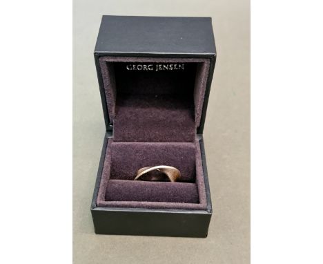 A Georg Jensen silver ring 143 designed by Vivianna Torun Bulow-Hube, size M, boxed. 