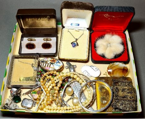 A collection of costume jewellery to include silver and white metal, brooches, a Scandinavian Hvolris Smykket viking revival 