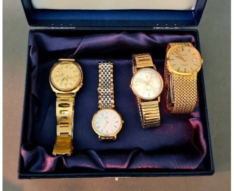 A gent's Omega watch with gold plated and stainless steel links together with an Accurist Automatic 21 jewels mechanical watc
