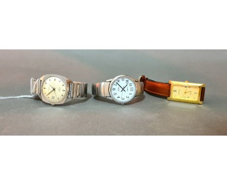 A gents Rotary Incabloc watch with box together with a Timex Indiglo quartz watch and a Eton Quartz watch. 