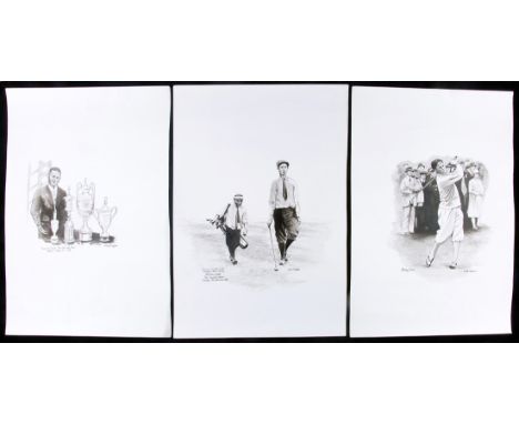 Linda Logan
A GROUP OF THREE AMERICAN GOLF DRAWINGS
each signed & titled, pen & ink & wash, two featuring Bobby Jones the fir
