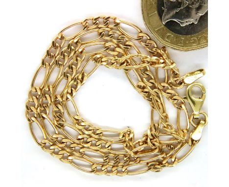 14ct gold figaro neck chain, L: 45 cm, 4.3g. P&amp;P Group 1 (£14+VAT for the first lot and £1+VAT for subsequent lots) 