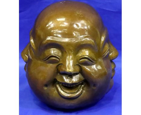 Bronzed brass four faced Buddha, H: 13 cm. P&amp;P Group 1 (£14+VAT for the first lot and £1+VAT for subsequent lots) 