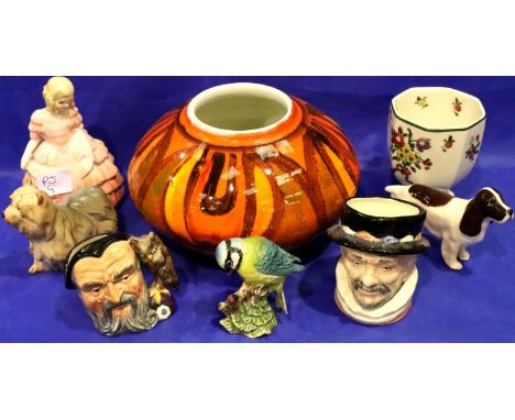 Named ceramics including Royal Doulton, Beswick and Poole, including Poole vase D: 15 cm. Chip to Beswick bluett, otherwise n
