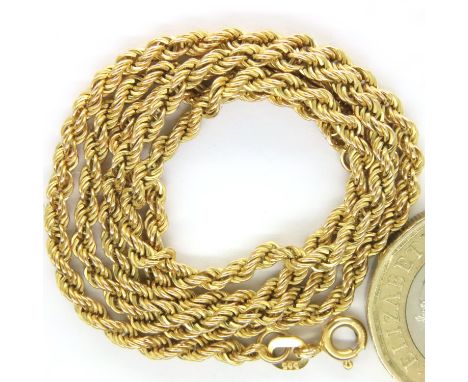 14ct gold rope chain, L: 46 cm, 2.1g. P&amp;P Group 1 (£14+VAT for the first lot and £1+VAT for subsequent lots) 