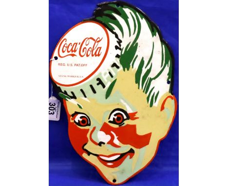 Coca Cola enamel sign, named for Shank Works, Illinois, USA, 24 x 35 cm. P&amp;P Group 2 (£18+VAT for the first lot and £3+VA