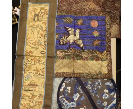Collection of Oriental paintings and silk embroidered panels. P&amp;P Group 2 (£18+VAT for the first lot and £3+VAT for subse