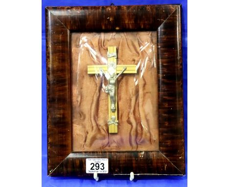 Victorian framed reliquary crucifix, 23 x 29 cm. P&amp;P Group 3 (£25+VAT for the first lot and £5+VAT for subsequent lots) 