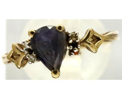 9ct gold amethyst and diamond ring, size K, 1.3g P&amp;P Group 1 (£14+VAT for the first lot and £1+VAT for subsequent lots) 